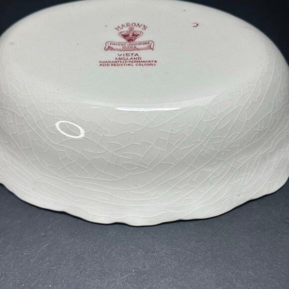 Mason’s Vista Red Mulberry Transferware Bowls Set of 3 Oval Ironstone England - Picture 16 of 16